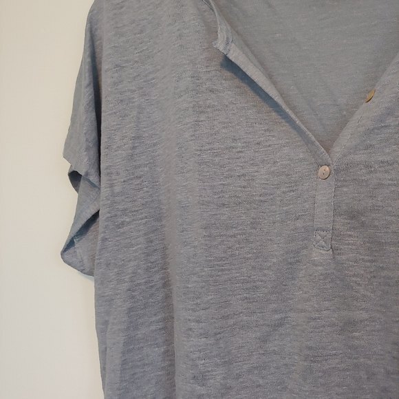 Cynthia Rowley 100% Linen Light Blue Peplum Top Size Large - Picture 3 of 7